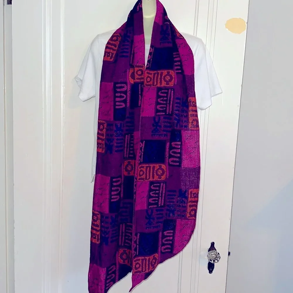 Funky boho pink, purple,black & orange long cotton/polyester scarf or belt‎